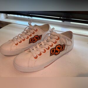 Oklahoma State University White and Orange Sneakers